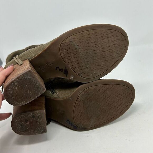 Jessica Simpson Women's Gray Ankle Booties Size 9 Fringe Tassel Block Heel - Picture 12 of 15